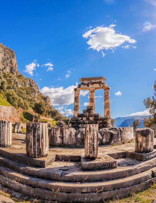Delphi,With,Ruins,Of,The,Temple,In,Greece